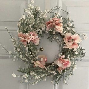 Easter/Spring Wreath 18” pink hydrangea flowers